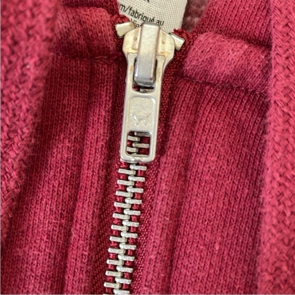 Victorias Secret PINK Faux Fur Lined Hood Sweatshirt Full Zip Burgundy Maroon - Picture 8 of 13